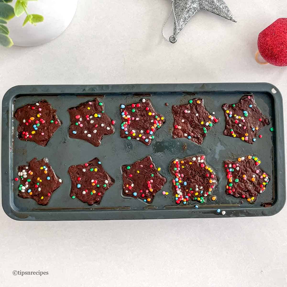 Fudge chocolate in star shaped mold set.
