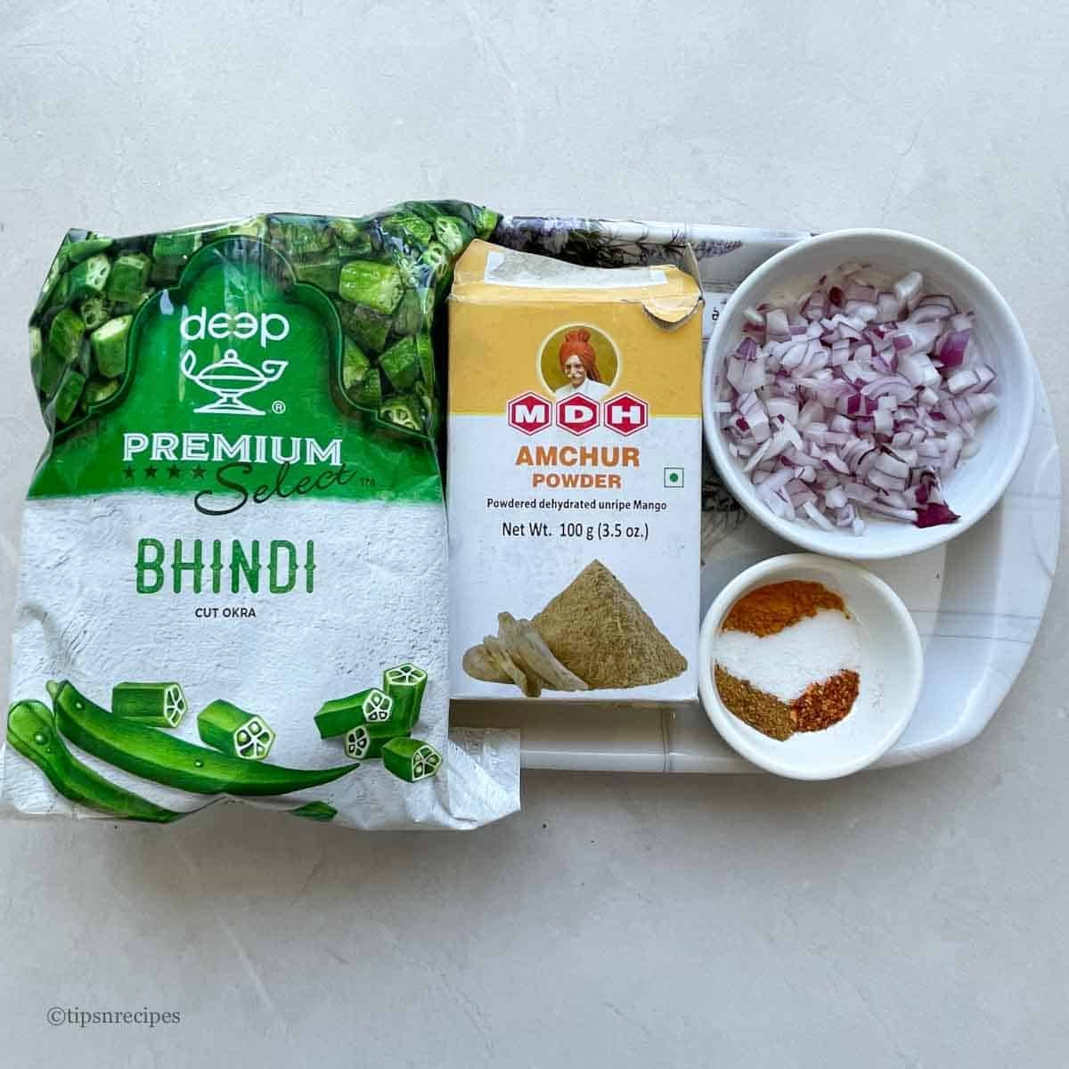 ingredients for okra recipe.