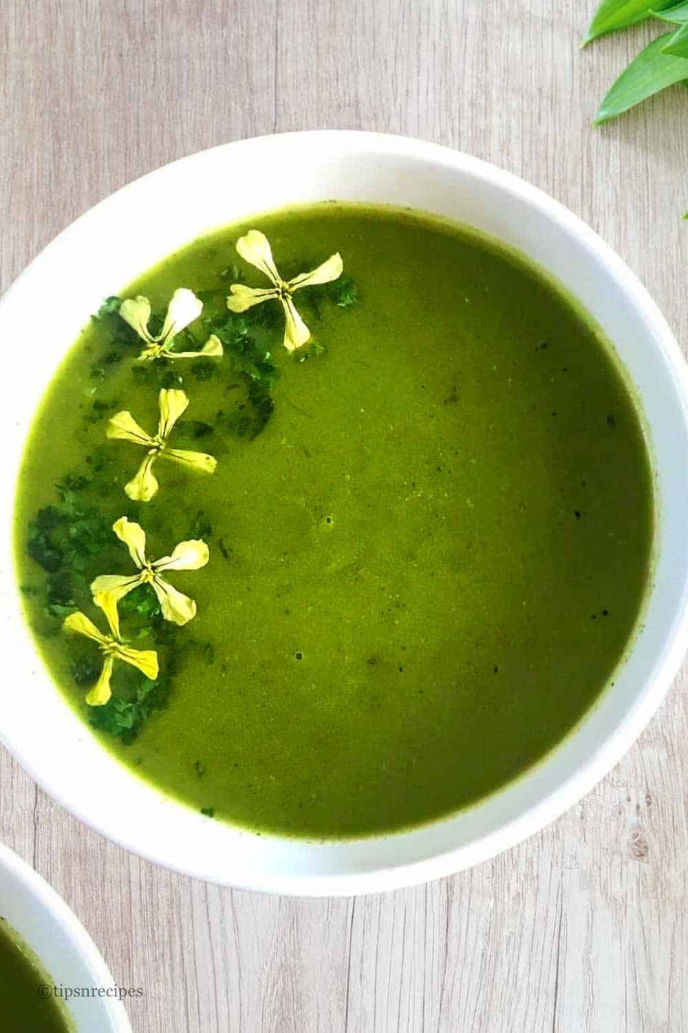 Green soup diet soup bowls.