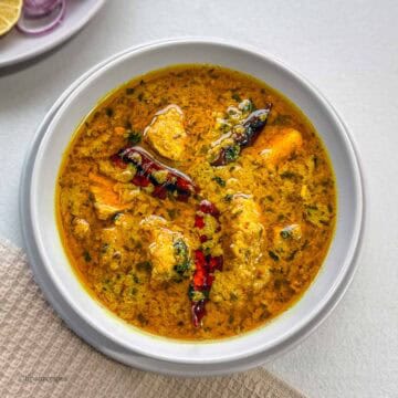 A bowl of freshly prepared butter chicken curry for dinner.