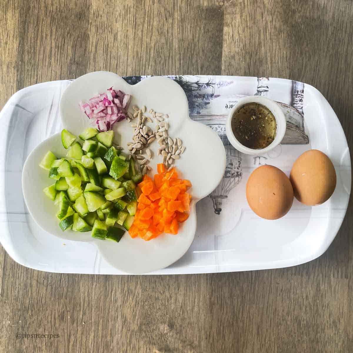 Ingredients veg egg salad.