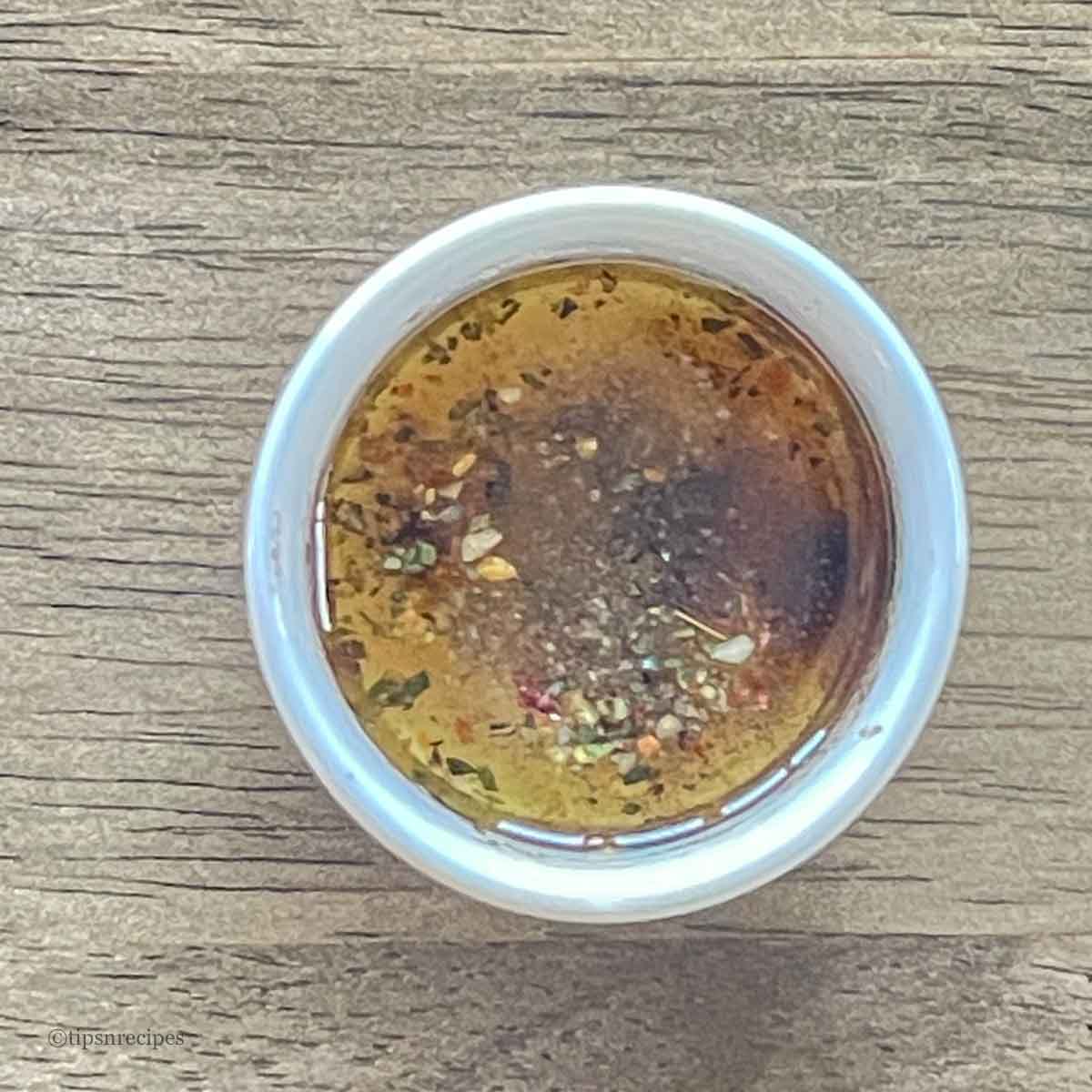 Homemade dressing in a bowl.