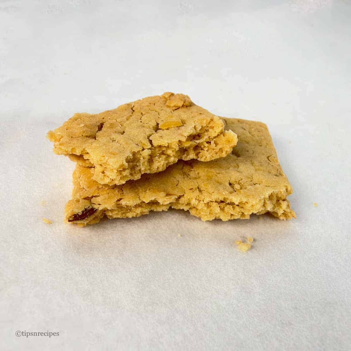 Air fryer chickpea and oat crackers with crumbly texture.