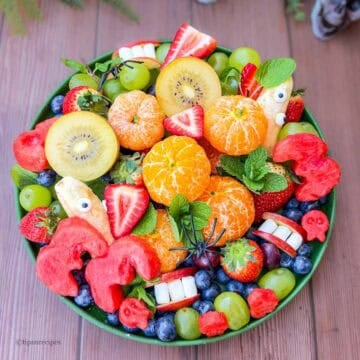 Halloween pumpkin patch fruit platter for kids.